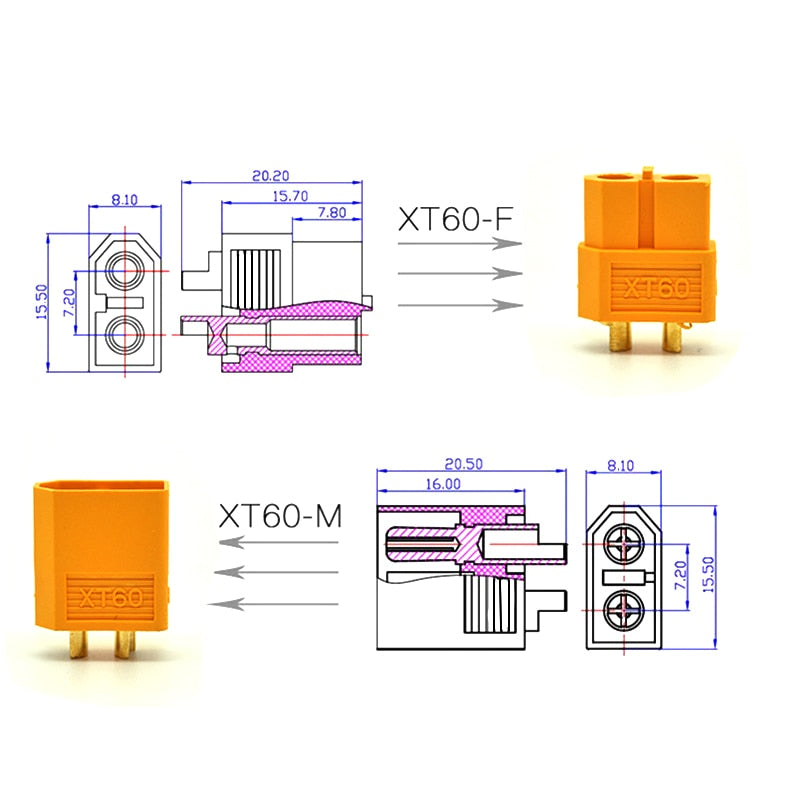 1/5/10/30pcs Hot Sale Xt60 Xt-60 Male Female Bullet Connectors Plugs For Rc Lipo Battery Quadcopter Multicopter - Connectors